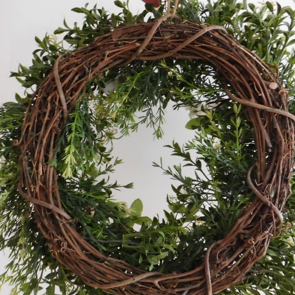 Year Round Greenery Wreath with‎ White Dogwood and Willow Branches Spring